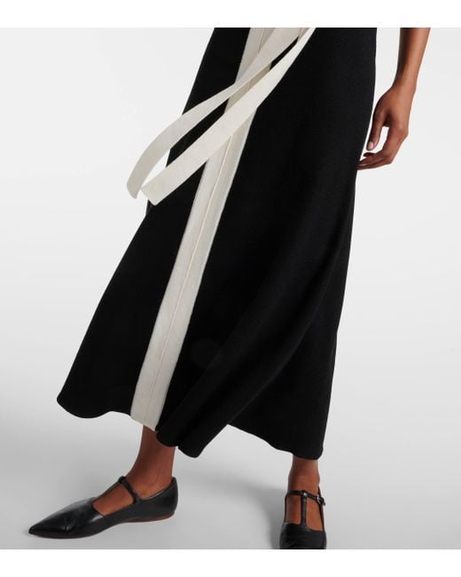 Gabriela Hearst Black Lilias Puff-sleeve Wool Midi Dress