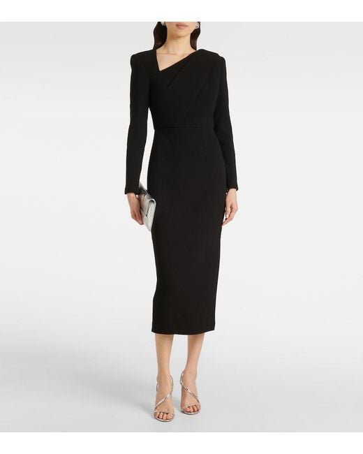 Roland Mouret Black Wool Crepe Midi Dress