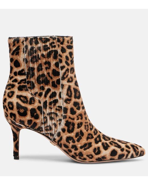 Veronica Beard Brown Lisa 70 Leopard-Print Calf Hair Ankle Boots