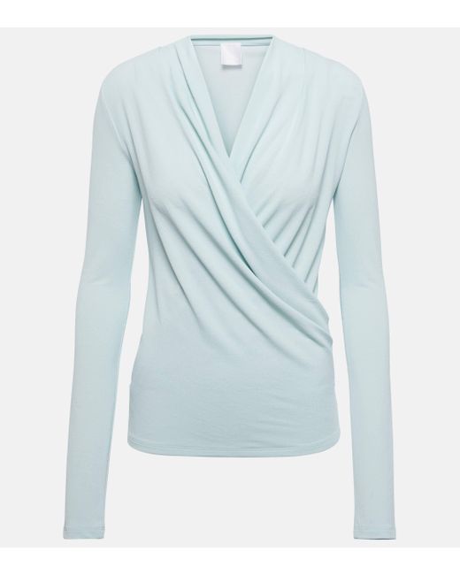 Givenchy Blue Draped Crepe Jersey Top
