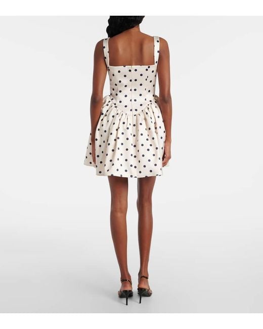 Self-Portrait White Polka-Dot Satin Minidress