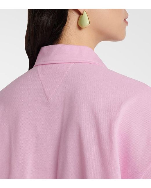 Bottega Veneta Pink Cropped Cotton Polo Shirt