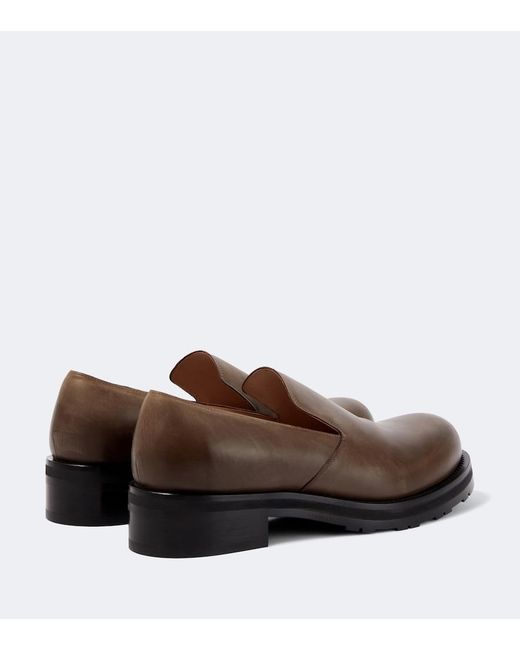 The Row Brown Leather Slip-On Shoes for men
