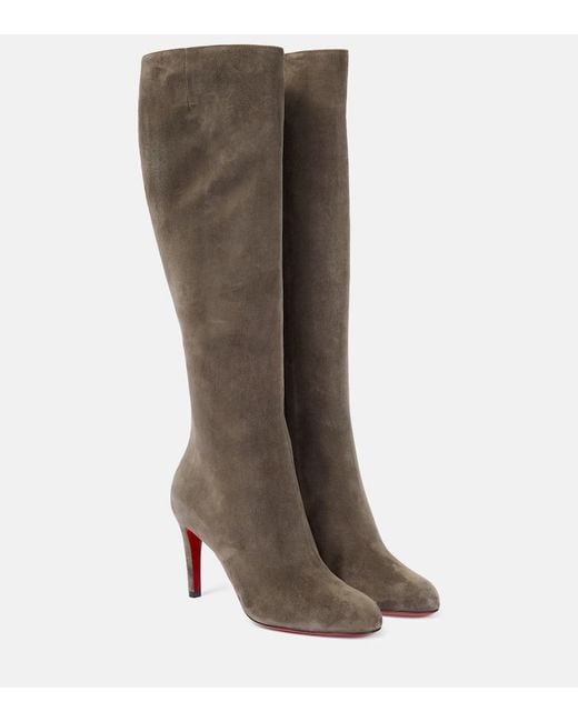 Christian Louboutin Brown Stiefel Pumppie Botta Aus Veloursleder