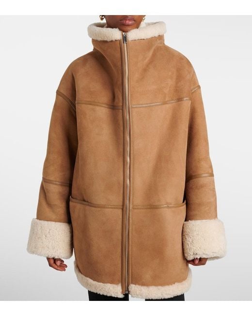 Totême  Brown Jacke Signature Aus Veloursleder Und Shearling