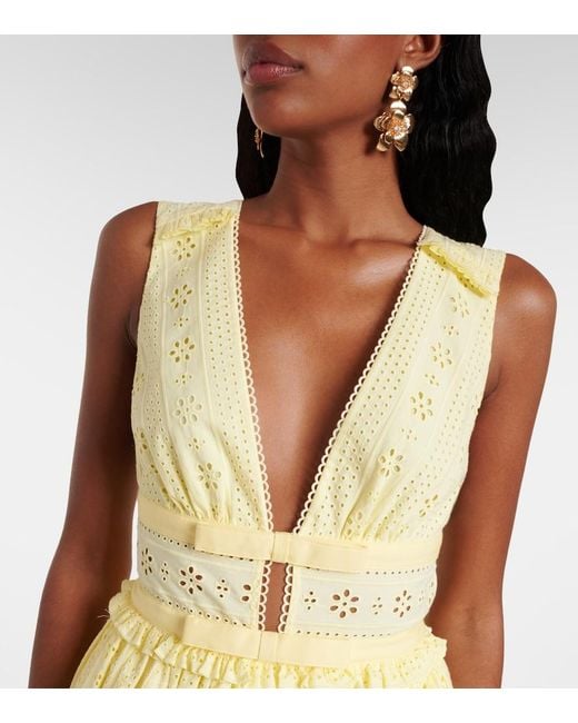 Self-Portrait Yellow Broderie Anglaise Cotton Minidress
