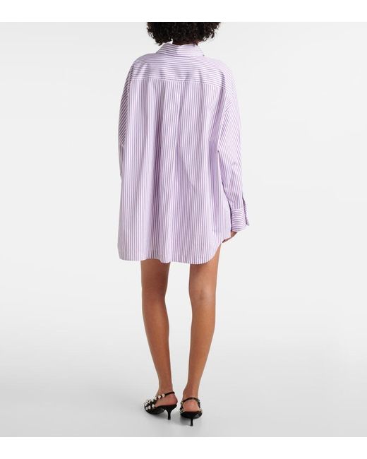 The Attico Purple Diana Asymmetric Striped Cotton Shirt