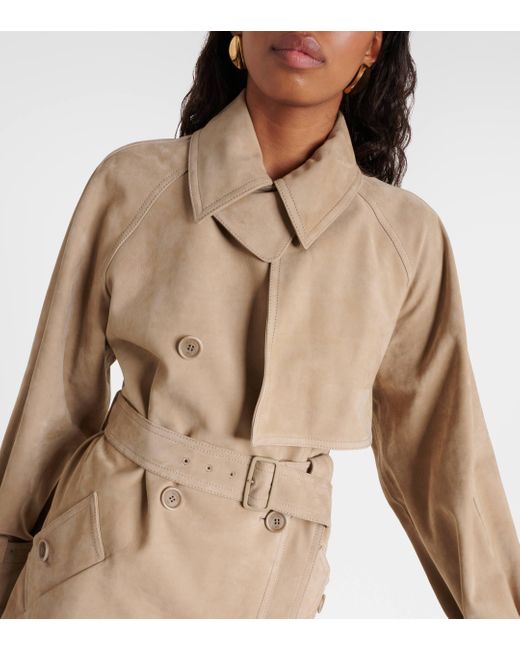 Max Mara Natural Quinto Oversized Suede Trench Coat