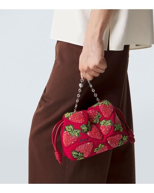 Loewe Red Paula's Ibiza Flamenco Mini Beaded Clutch for men