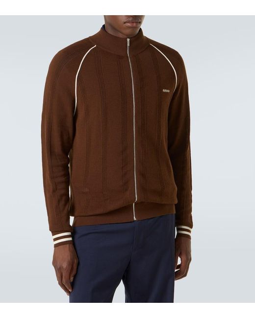 Miu Miu Brown Logo Cotton-Blend Zip-Up Cardigan for men