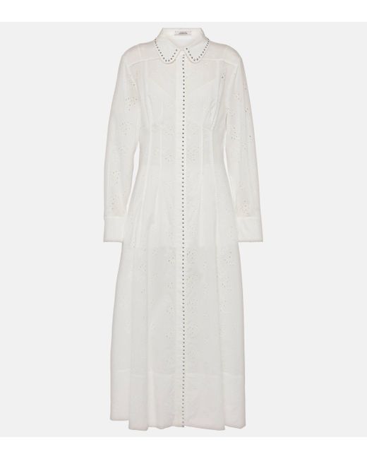 Dorothee Schumacher White Embroidered Ease Cotton Shirt Dress