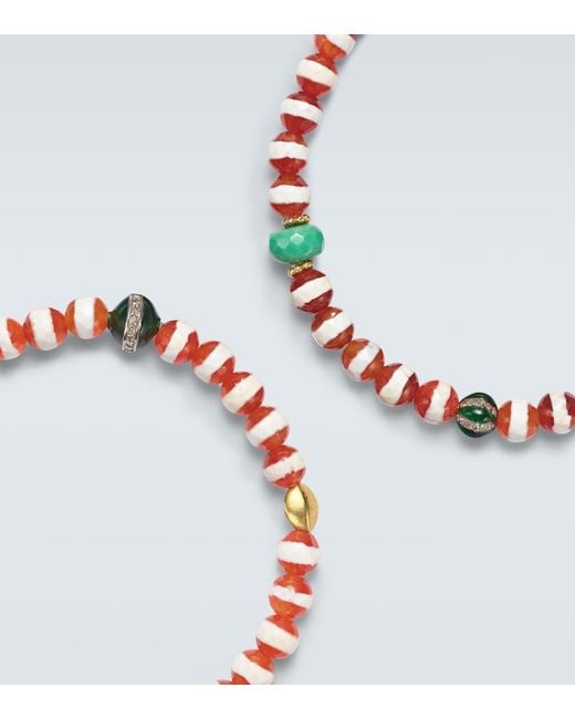 Ileana Makri Red Set Of 2 18Kt And Sterling Beaded Bracelets With Gemstones for men