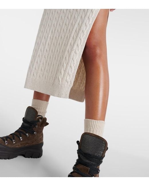 Brunello Cucinelli White Knit Cotton-Blend Midi Skirt