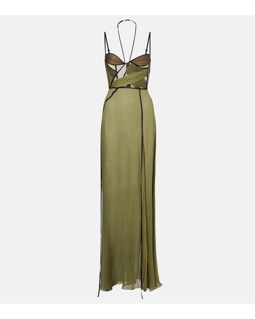 Nensi Dojaka Green Robe Mae Aus Seide