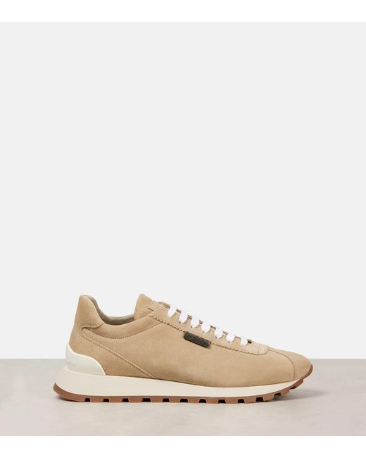 Baskets Monili En Daim Brunello Cucinelli en coloris Natural