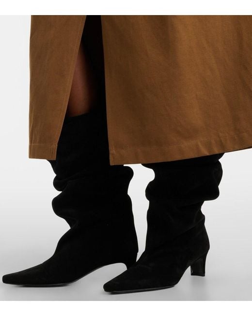 Staud Black Wally Suede Mid-Calf Boots