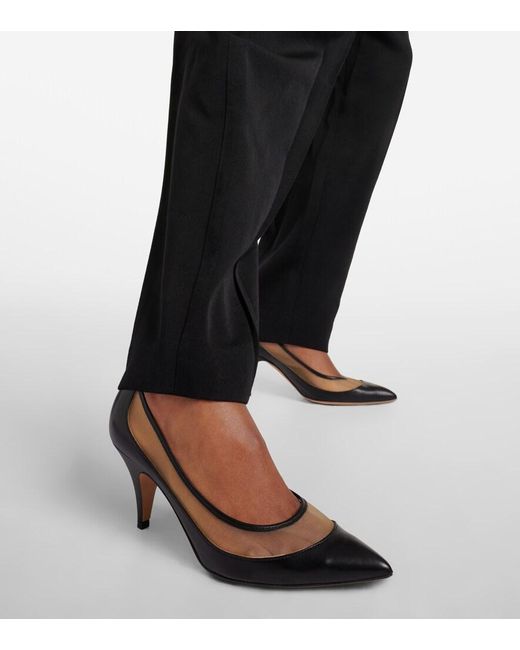 Khaite Brown River Leather And Mesh Pumps