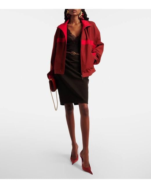 Saint Laurent Red Logo Cotton Blouson Jacket