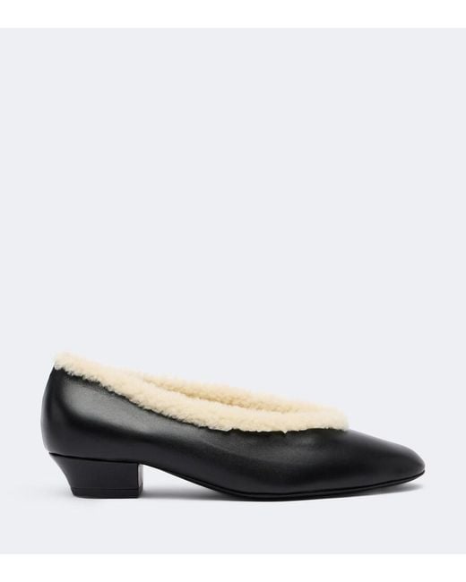 Magda Butrym Black Shearling-Lined Leather Pumps