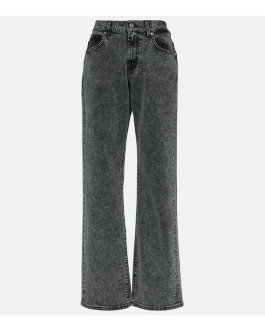 7 For All Mankind Gray Low-rise Straight-leg Jeans