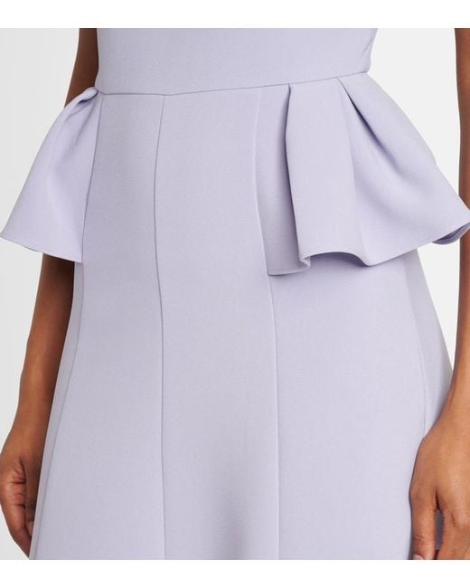 Roland Mouret Purple Peplum Crepe Midi Dress