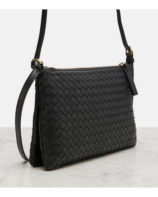 Bottega Veneta Black Piccolo Intrecciato Medium Leather Pouch