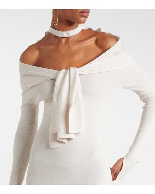 Vestido midi La Robe Doble de mezcla de lana Jacquemus de color White