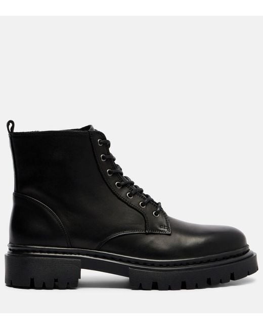 Staud Black Henry Leather Combat Boots