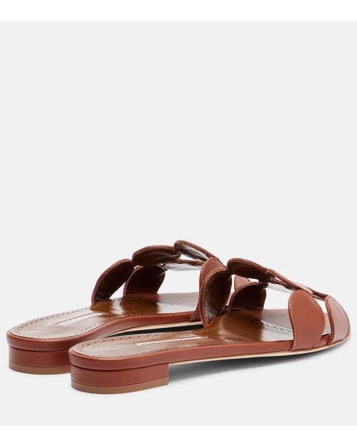 Manolo Blahnik Brown Haribalmuflat Leather Slides