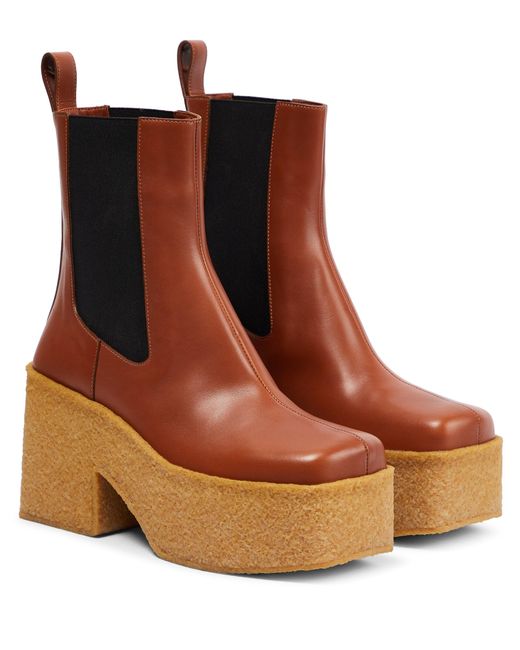 dries van noten leather platform ankle boots