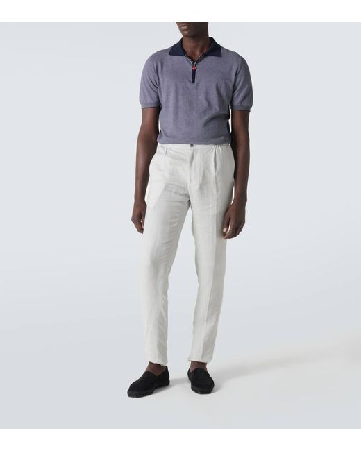 Pantaloni regular in lino di Kiton in Gray da Uomo