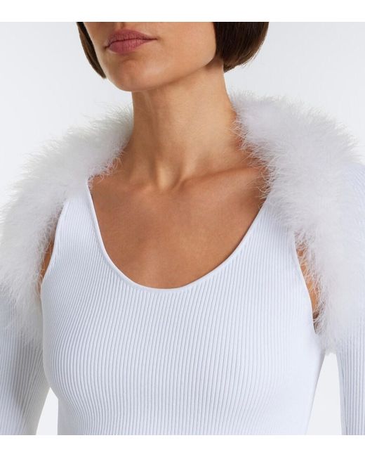 Gucci White Ribbed-Knit Shrug And Tank Top Set
