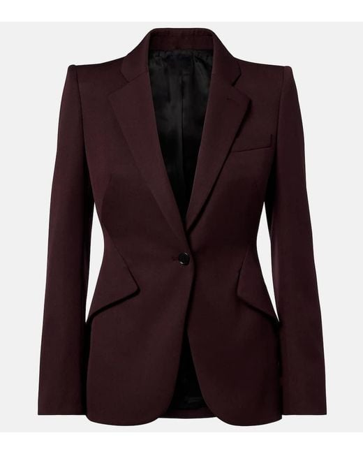 Alexander McQueen Purple Wool Grain De Poudre Blazer