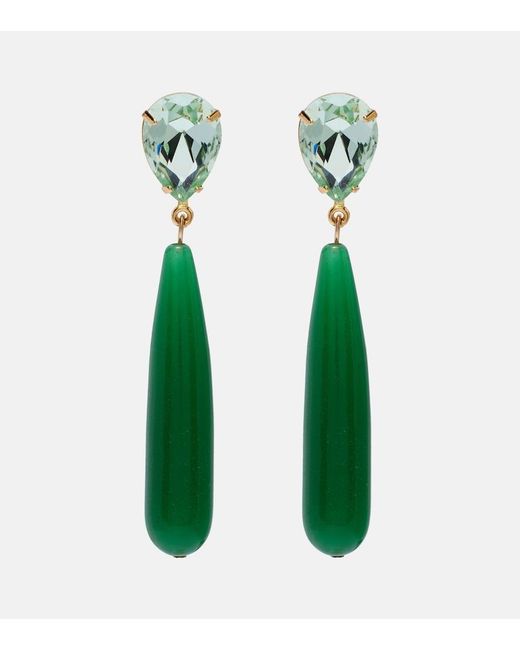 Jennifer Behr Green Caroline Embellished Drop Earrings