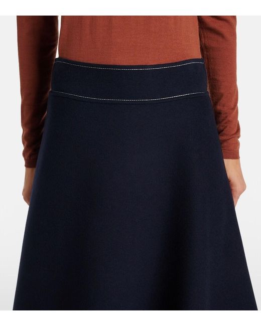 Max Mara Blue Nevada Wool Midi Skirt