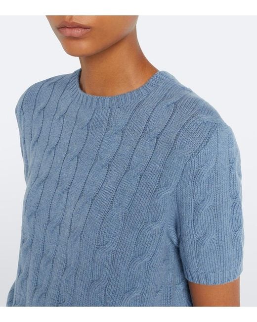 Ralph Lauren Blue Cable-Knit Cashmere Sweater