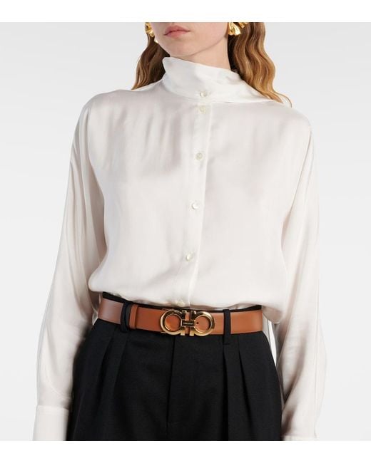 Ferragamo Brown Gancini Reversible Leather Belt
