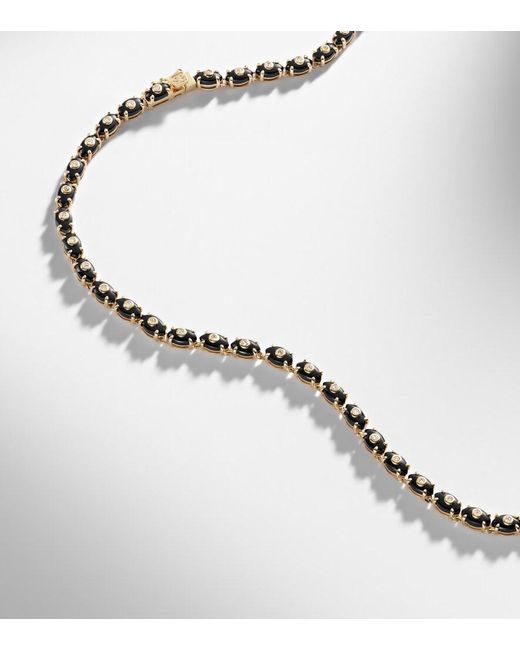 Sydney Evan Metallic Tiny Carved Stone 14Kt Necklace With Onyxes And Diamonds