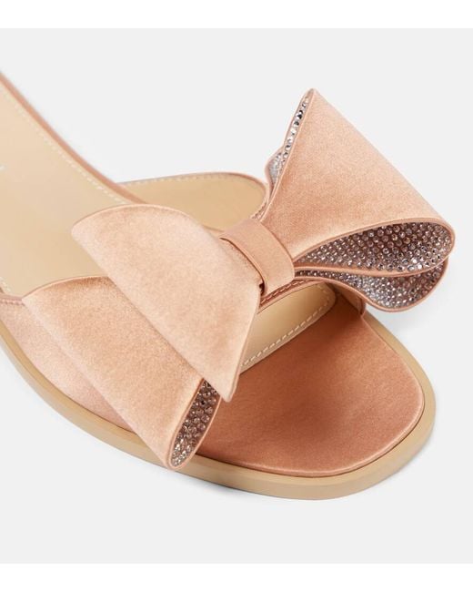 Mach & Mach Pink Pantoletten Le Cadeau Double Bow Aus Satin