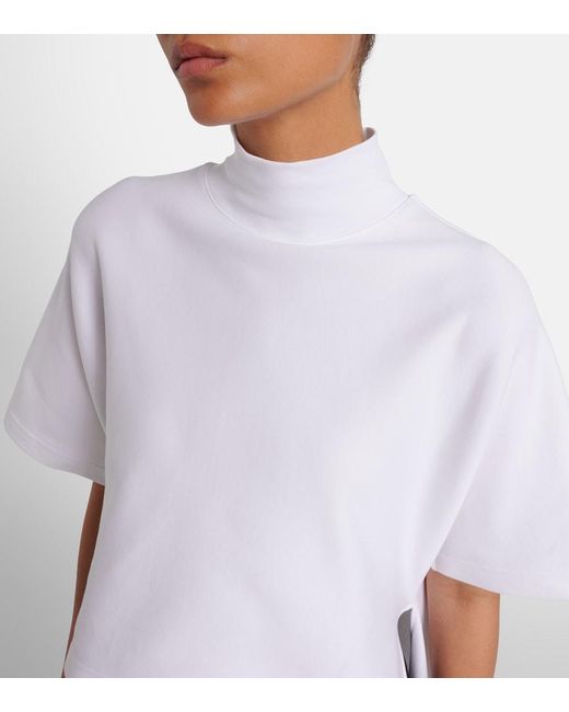 Alaïa White Asymmetric Cotton-Blend Jersey T-Shirt