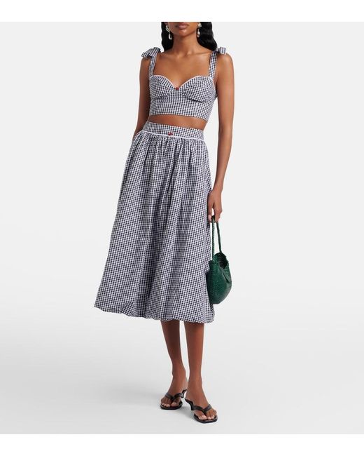 Bananhot Blue Alba Gingham Cotton Poplin Crop Top