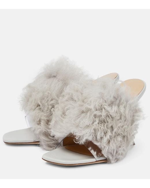 Magda Butrym Gray Pantoletten Mit Shearling