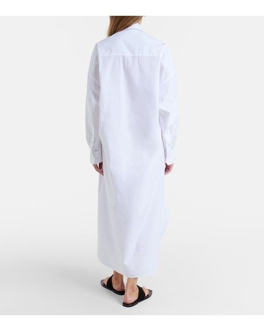 Frankie Shop White Bloom Cotton Poplin Shirt Dress