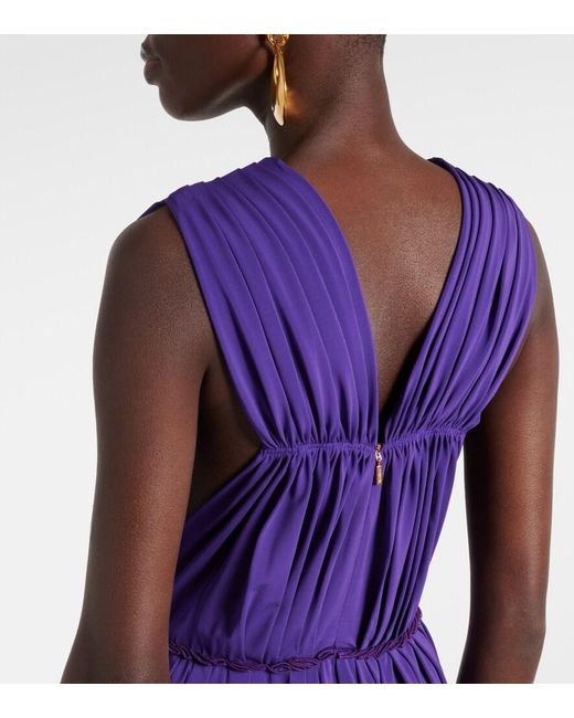 Max Mara Purple Walter Pleated Jersey Maxi Dress