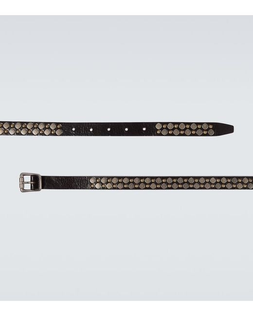 Lemaire Black Studded Leather Belt for men