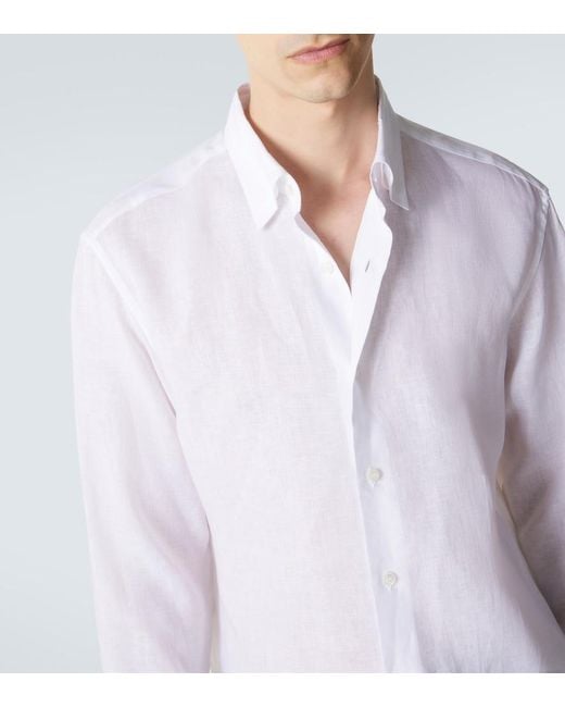Brioni White Linen Shirt for men