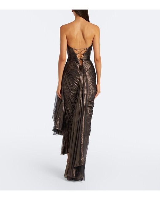 Maria Lucia Hohan Black Heidi Metallic Silk Corset Gown