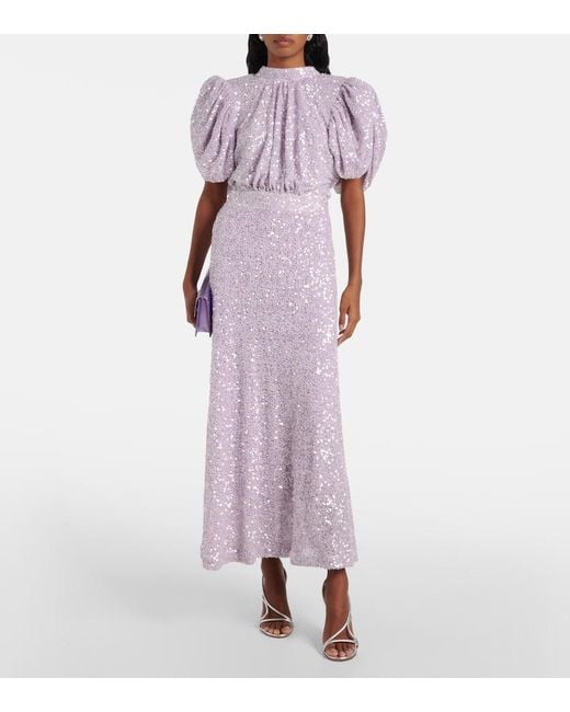 Vestido Largo Con Espalda Abierta ROTATE BIRGER CHRISTENSEN de color Purple