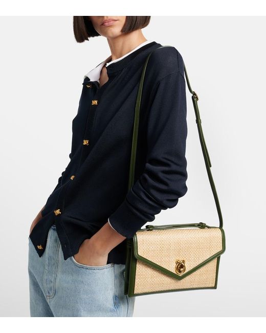 Bottega Veneta Metallic Knot Lock Medium Raffia Top-Handle Bag