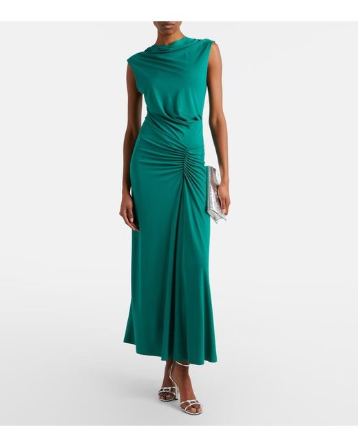 Jonathan Simkhai Green Acacia Draped Jersey Maxi Dress
